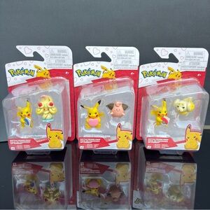 Pokémon Battle Figure Pack, 3 Packs Bundle, Pikachu Alcremie, Cleffa, Fidough
